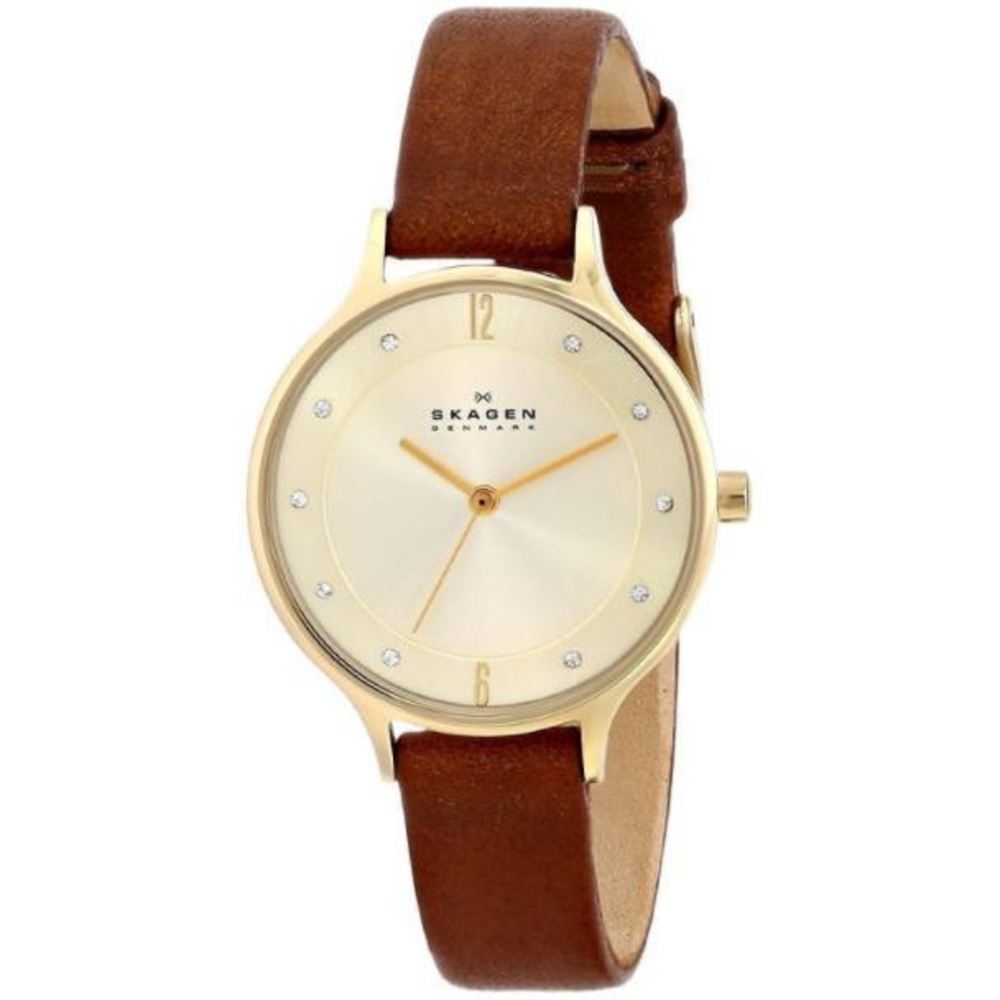 Skagen Women's Anita Brown Leather Diamond Watch